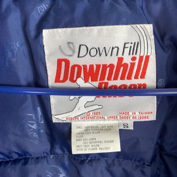 Vintage DownHill Racer Size Small Robern Ski Jacket Black & Pink Nylon Down Fill - Picture 7 of 13